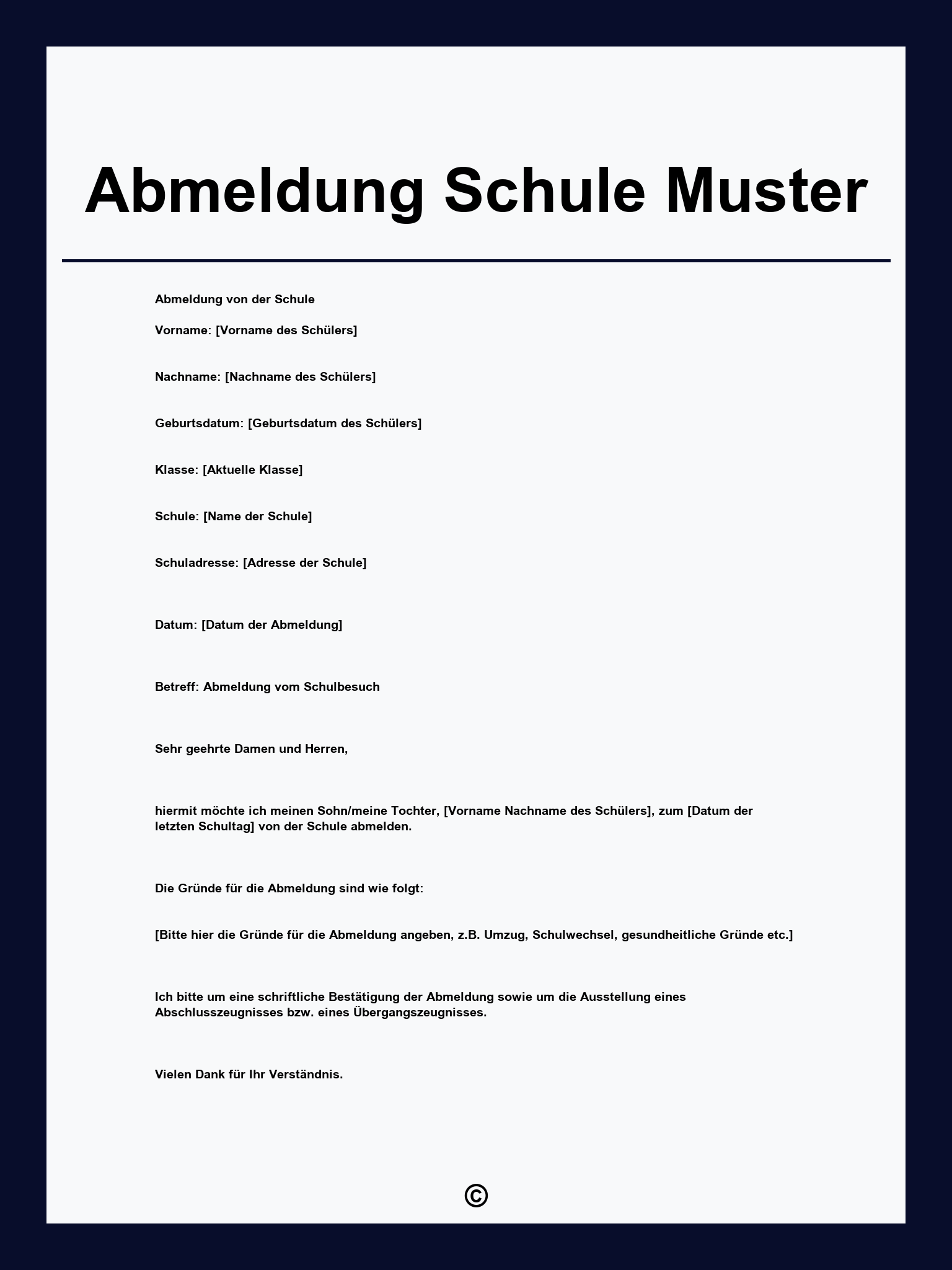 Abmeldung Schule Muster