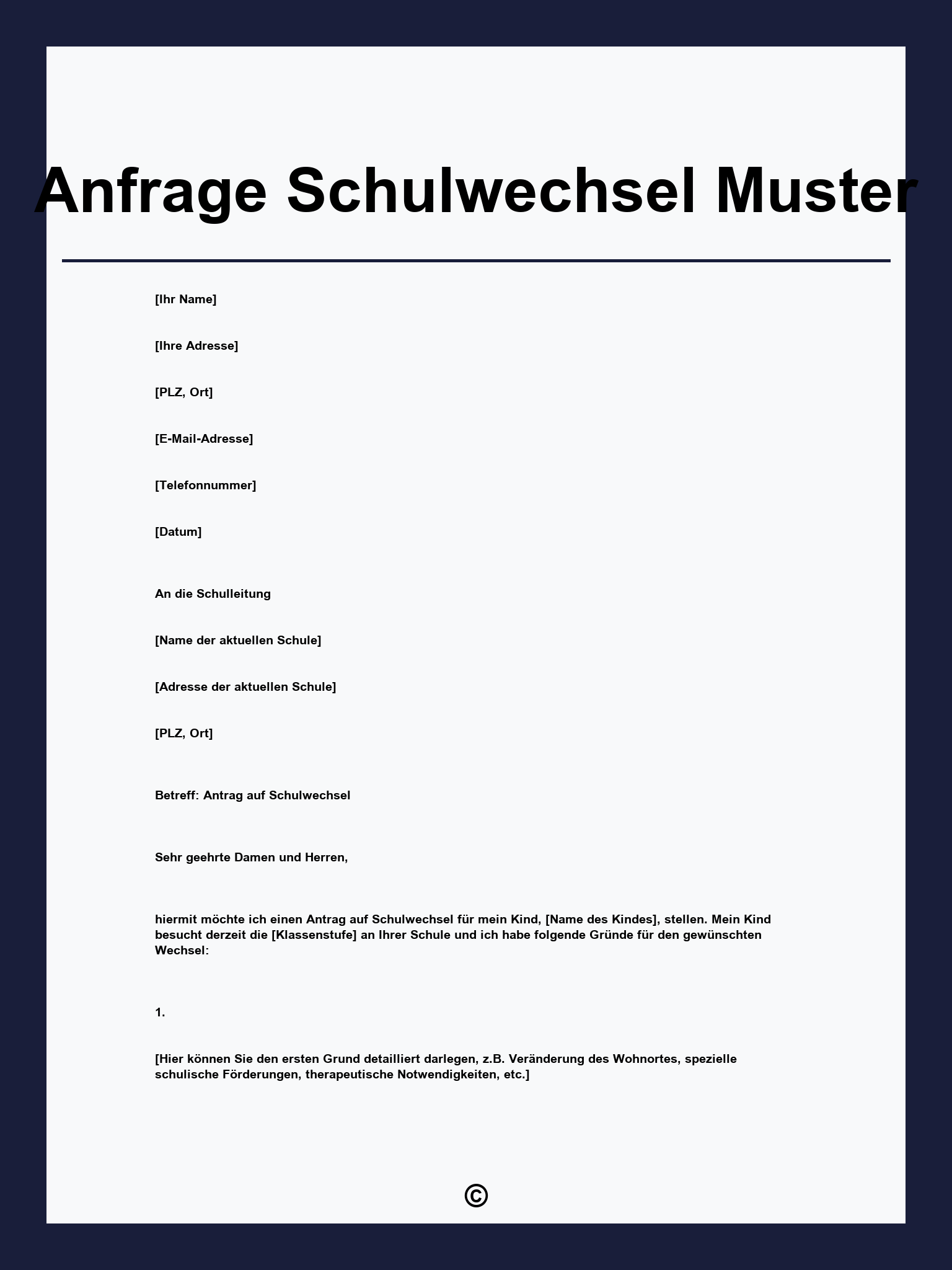 Anfrage Schulwechsel Muster