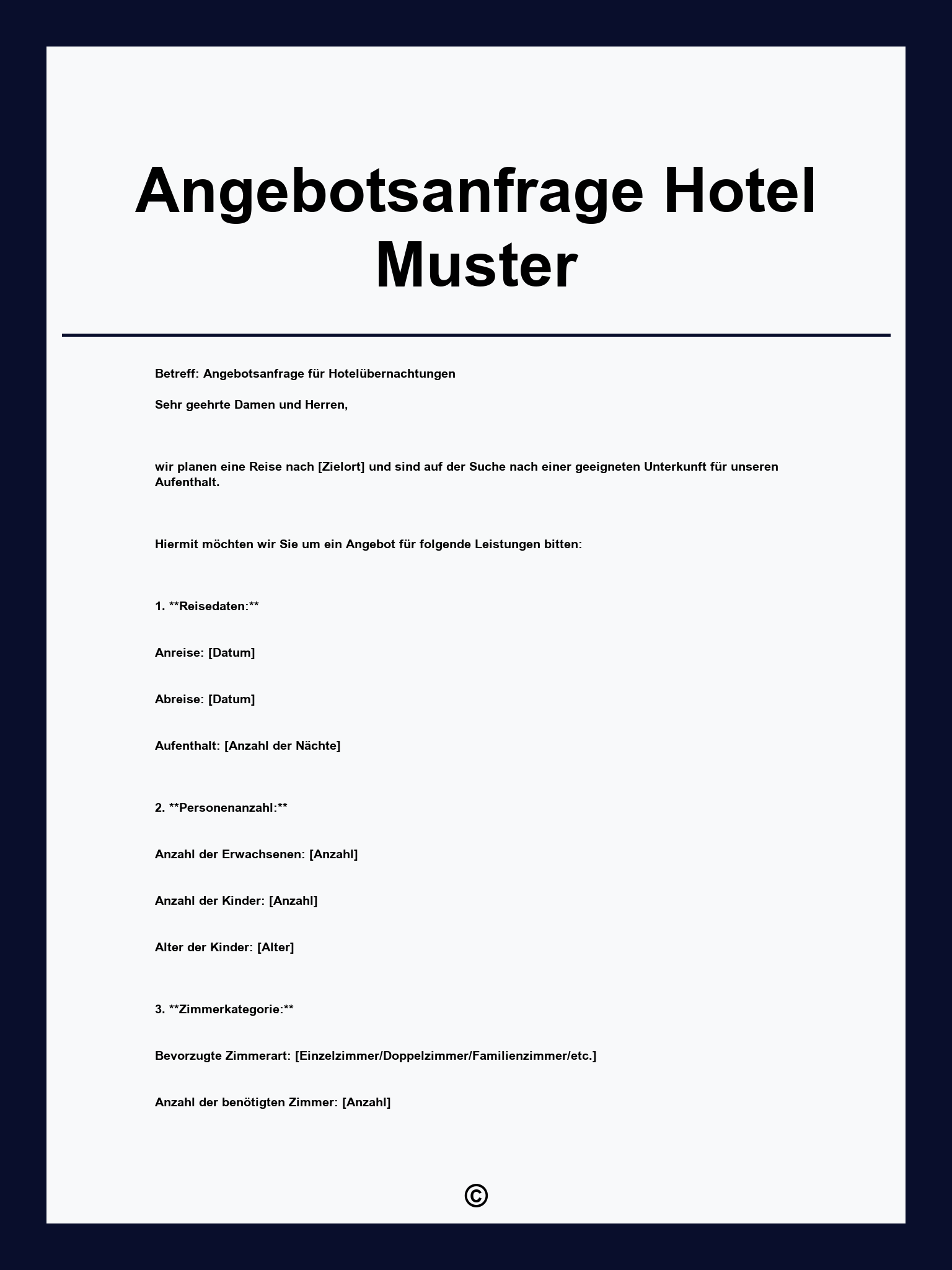 Angebotsanfrage Hotel Muster