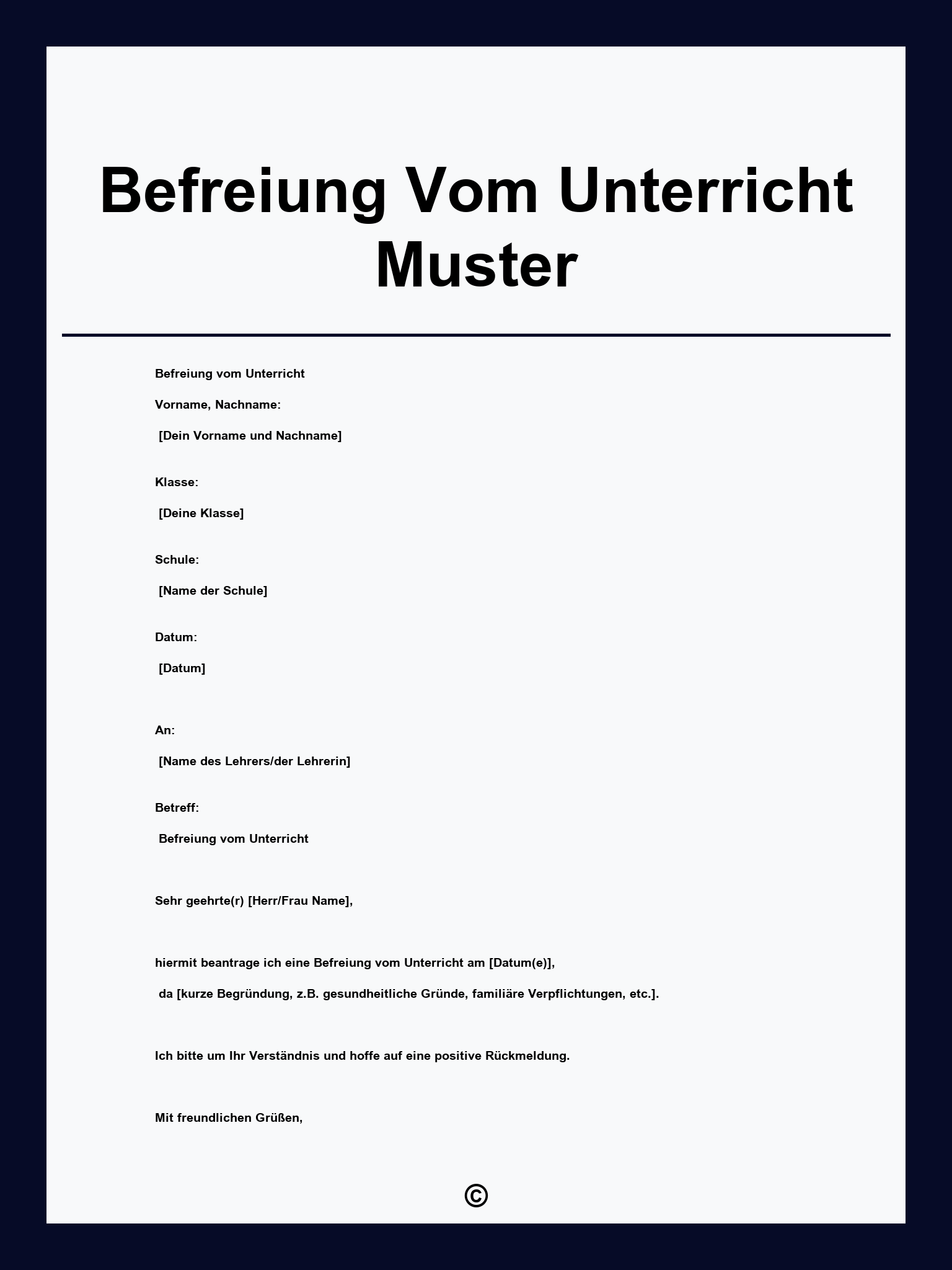 Befreiung Vom Unterricht Muster