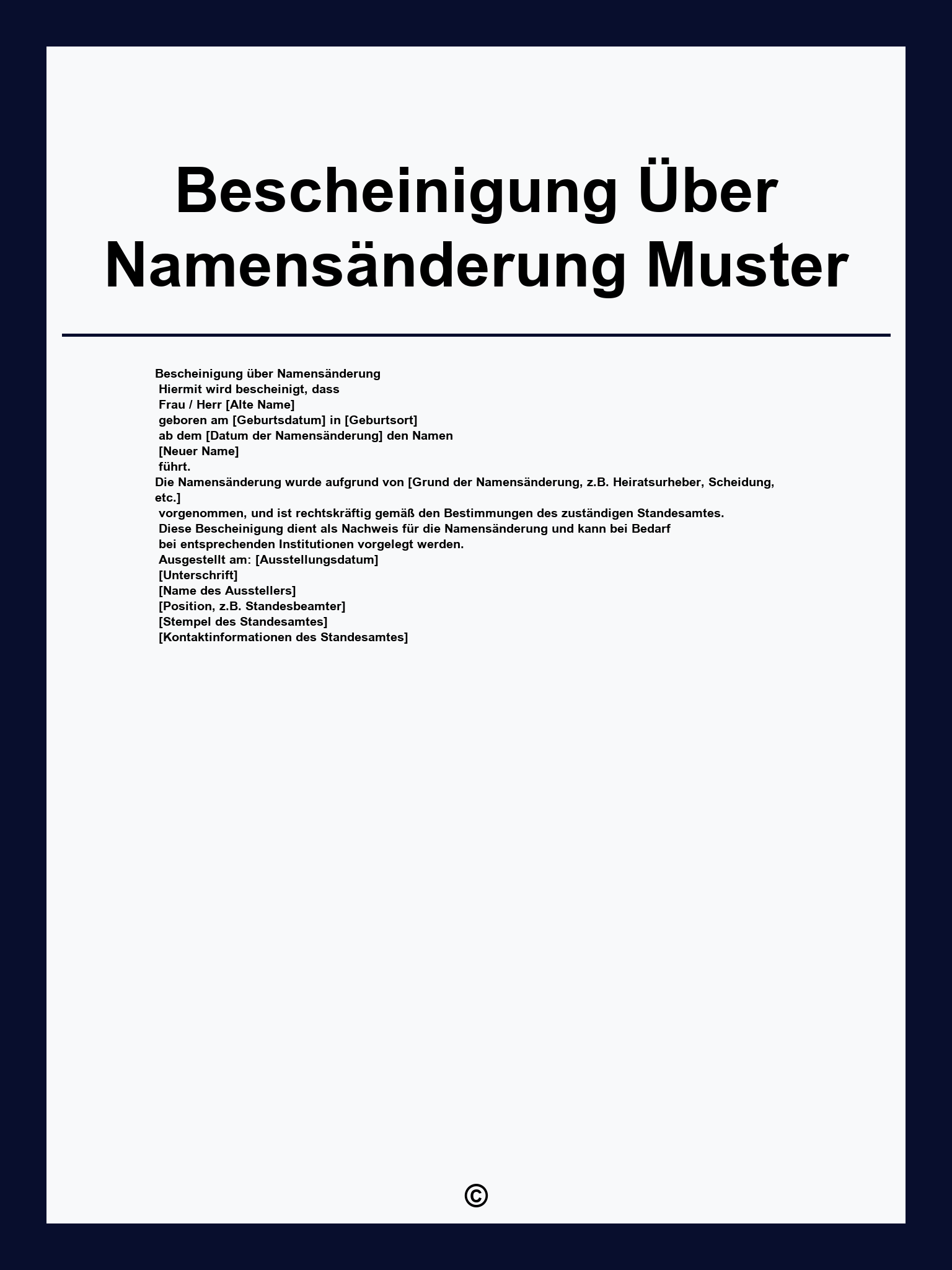 Bescheinigung Über Namensänderung Muster