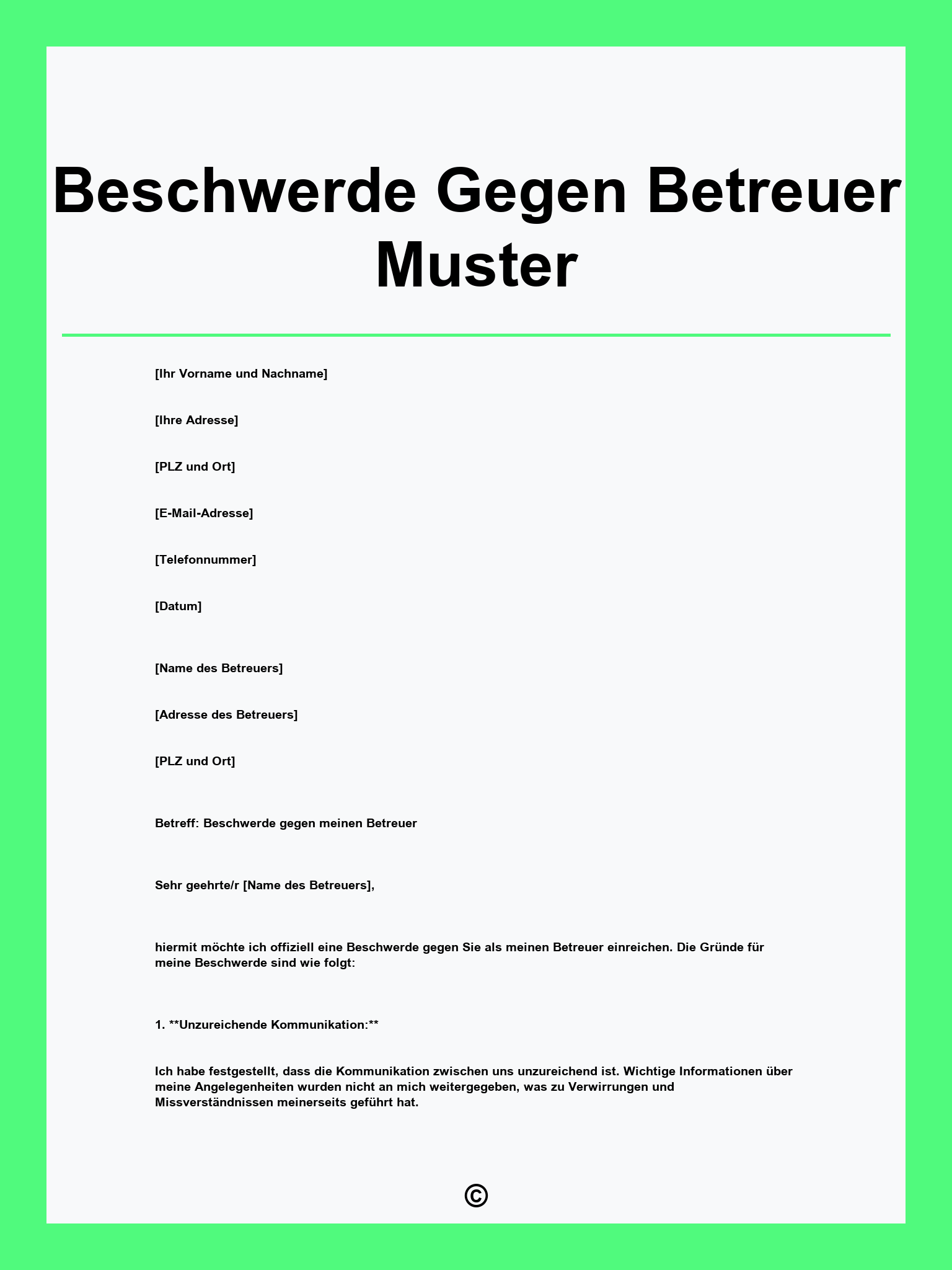 Beschwerde Gegen Betreuer Muster