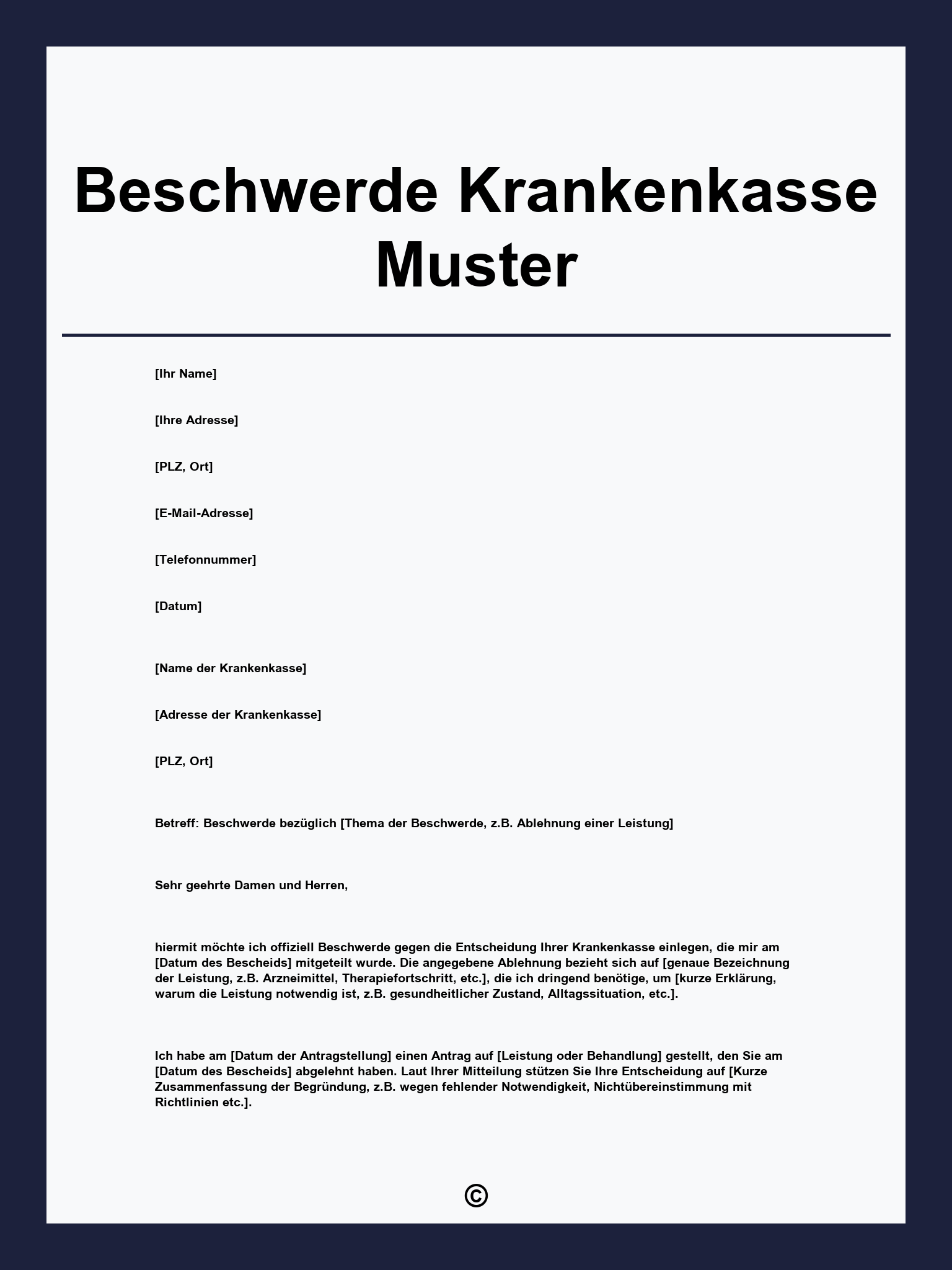 Beschwerde Krankenkasse Muster
