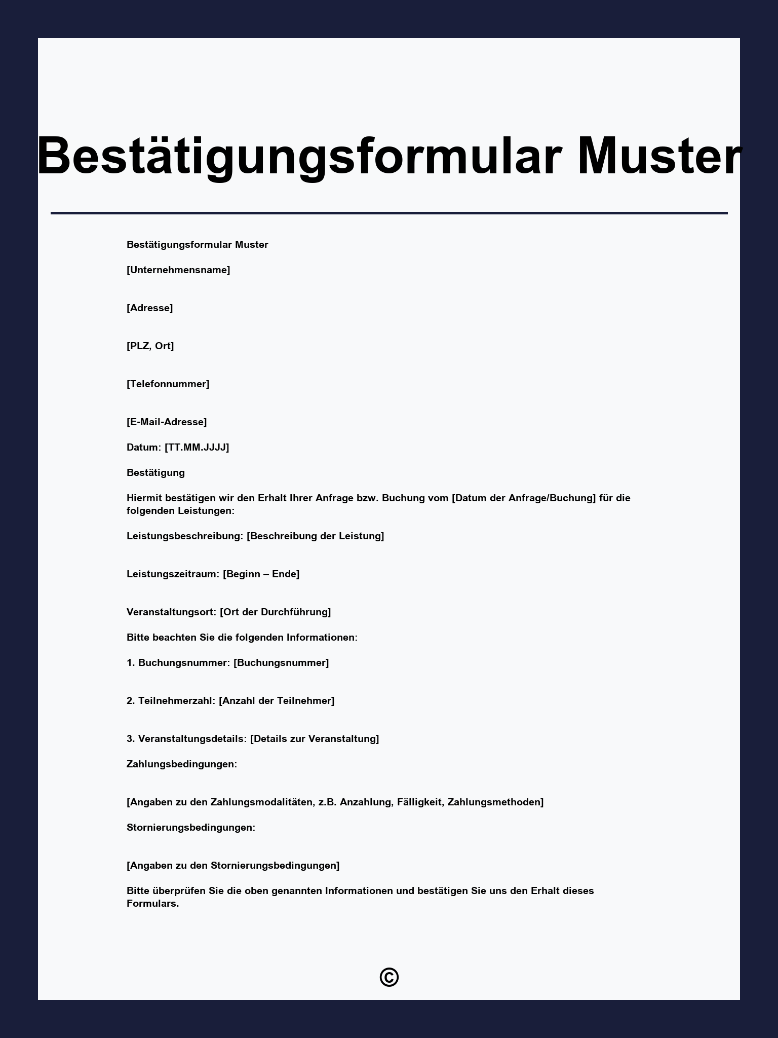 Bestätigungsformular Muster
