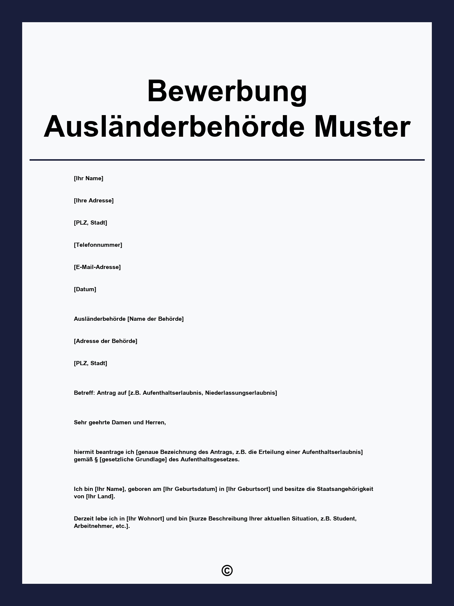 Bewerbung Ausländerbehörde Muster