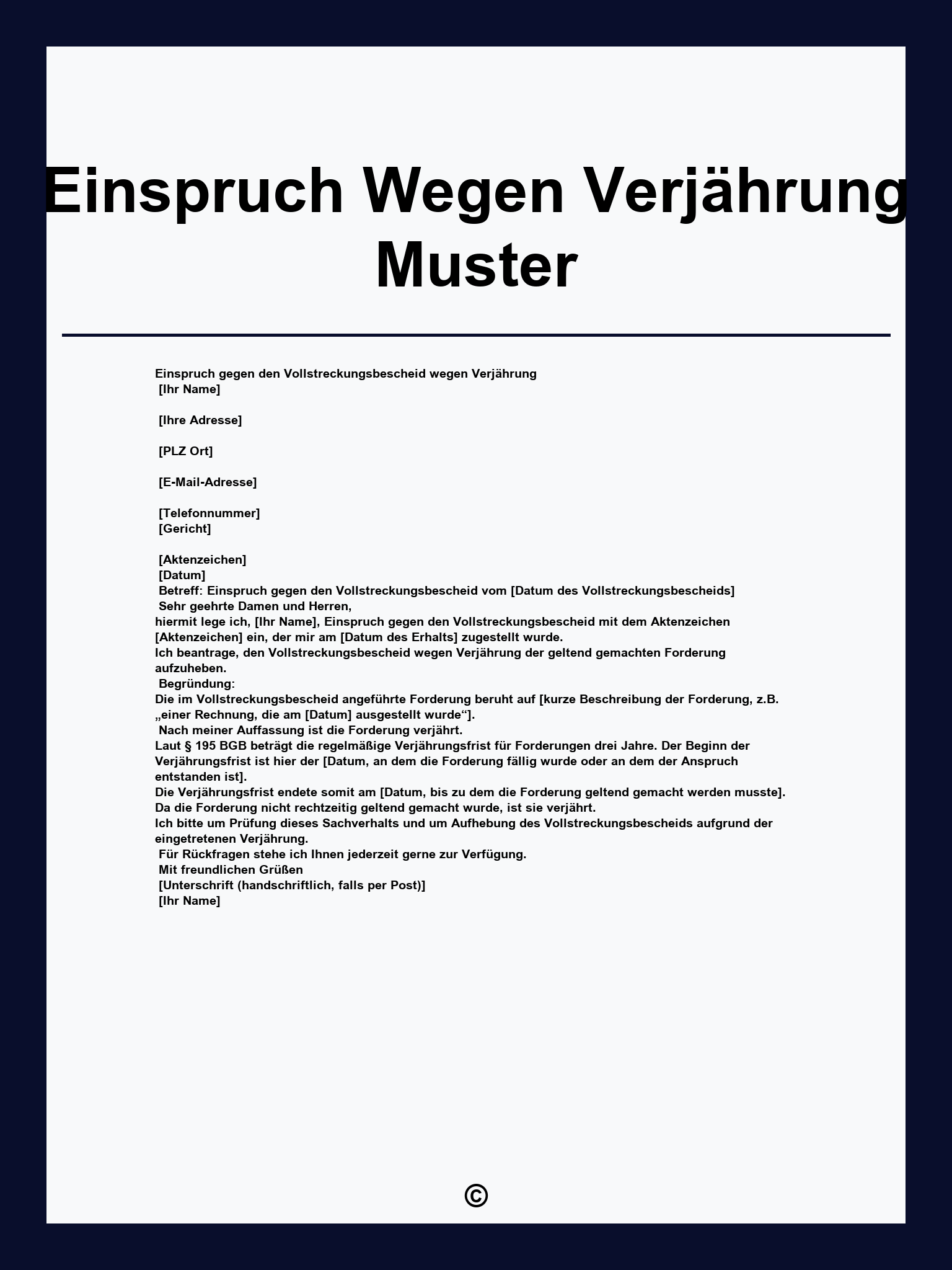 Einspruch Wegen Verjährung Muster