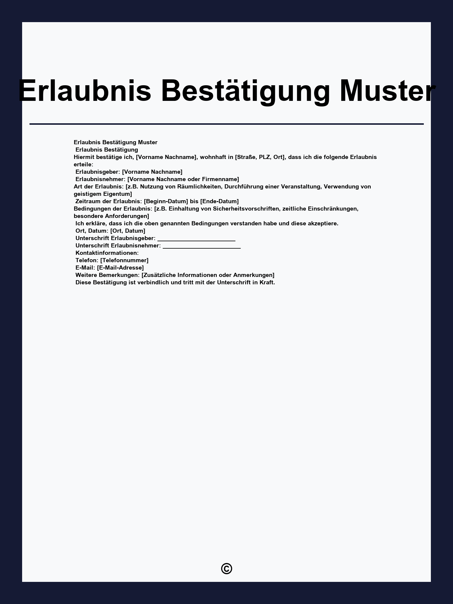 Erlaubnis Bestätigung Muster