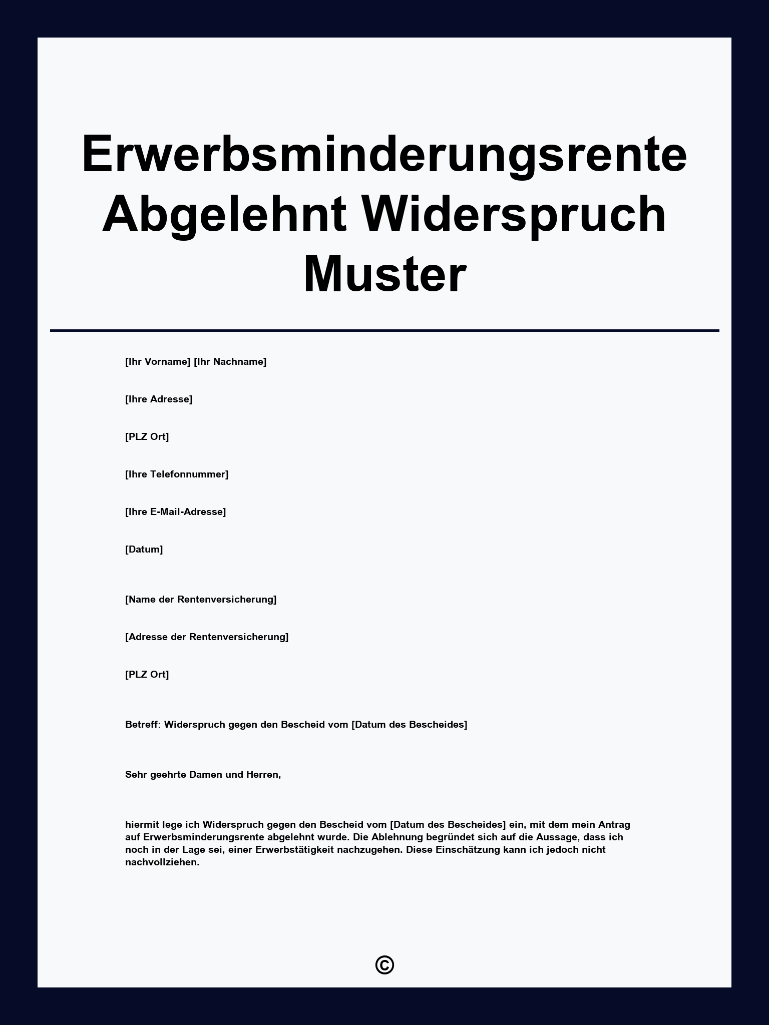 Erwerbsminderungsrente Abgelehnt Widerspruch Muster