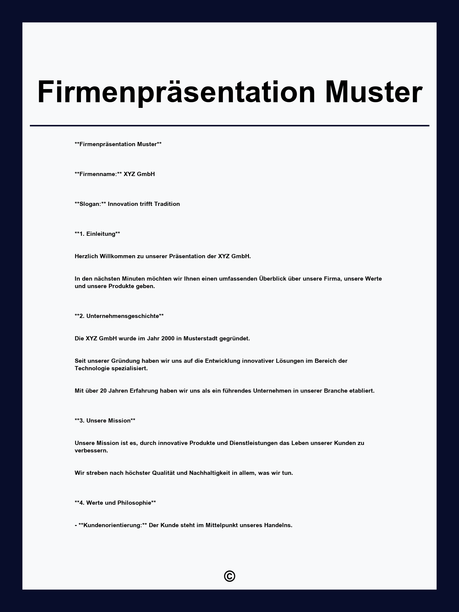 Firmenpräsentation Muster