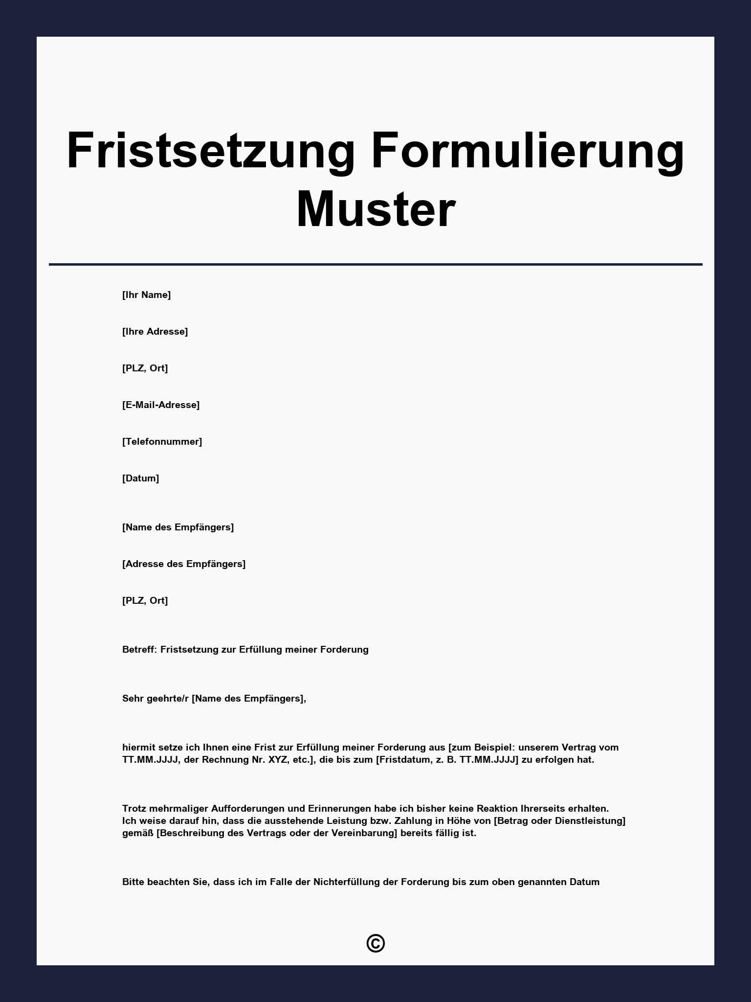 Fristsetzung Formulierung Muster
