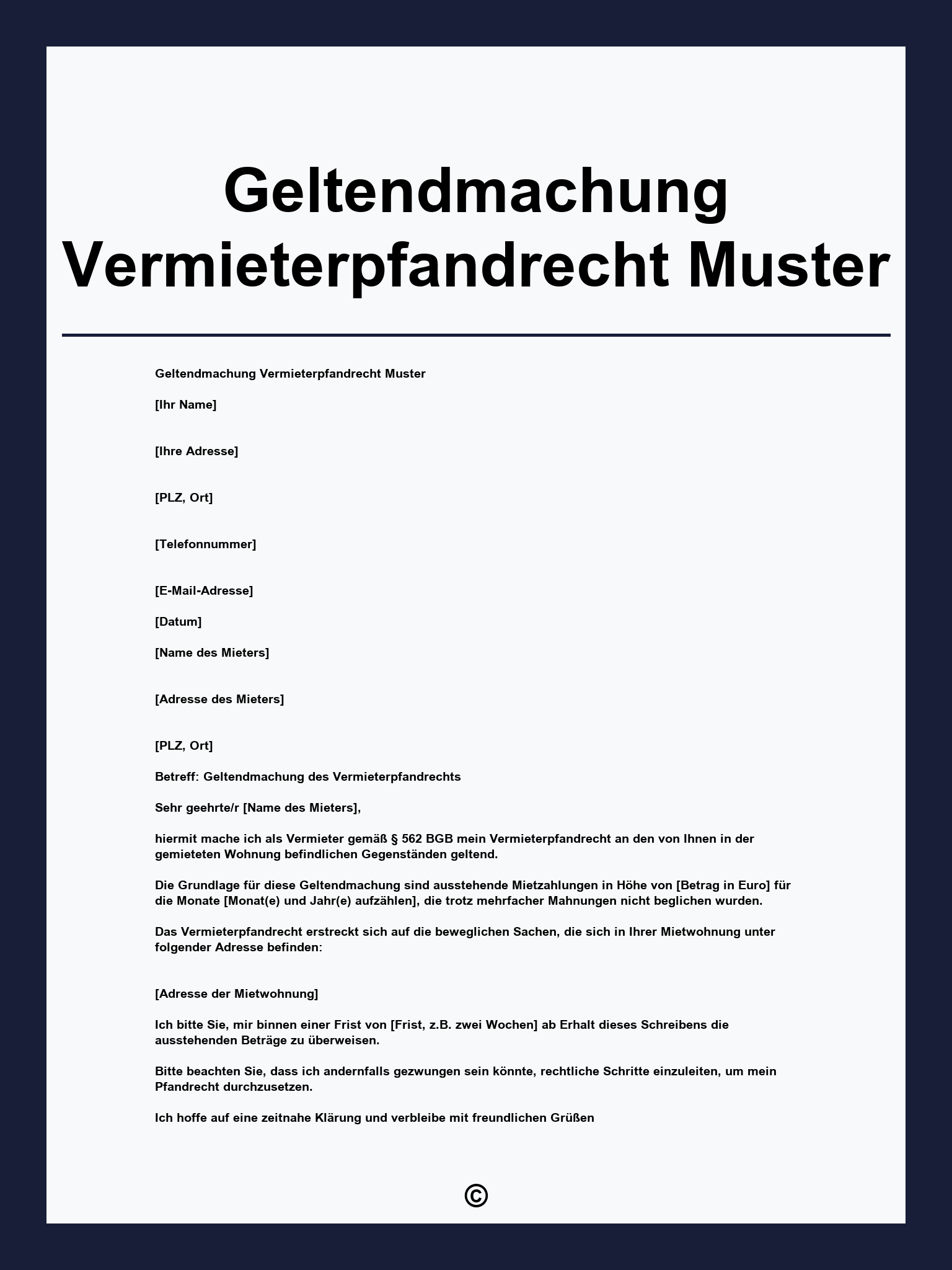 Vermieterpfandrecht Geltend Machen