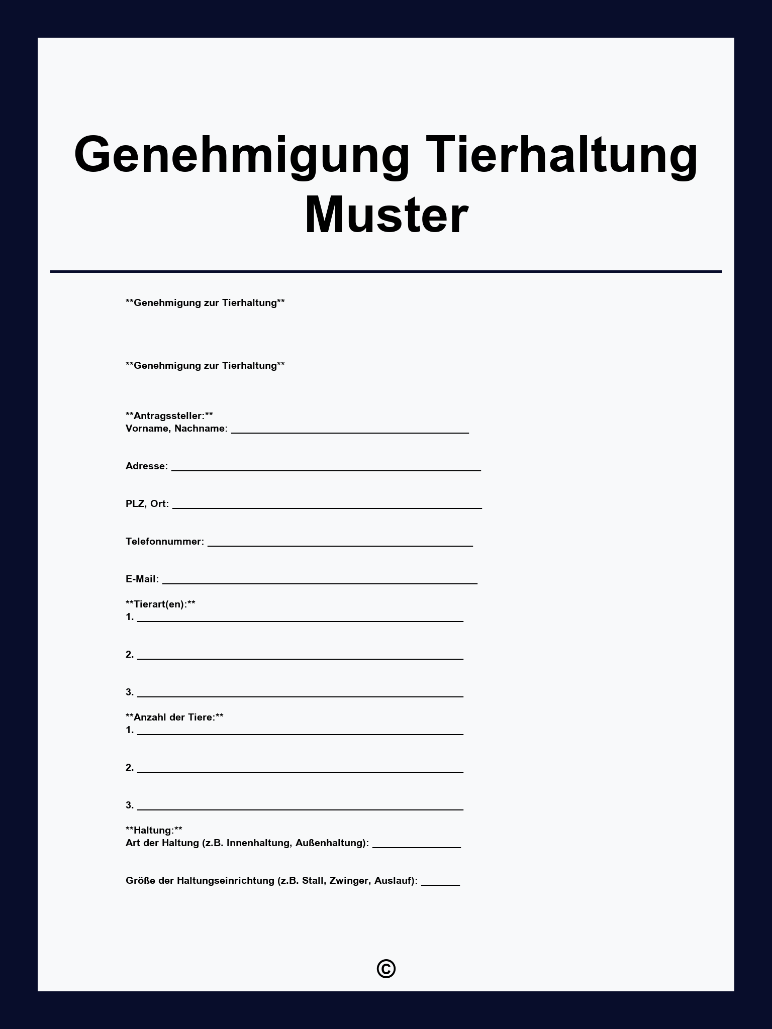 Genehmigung Tierhaltung Muster