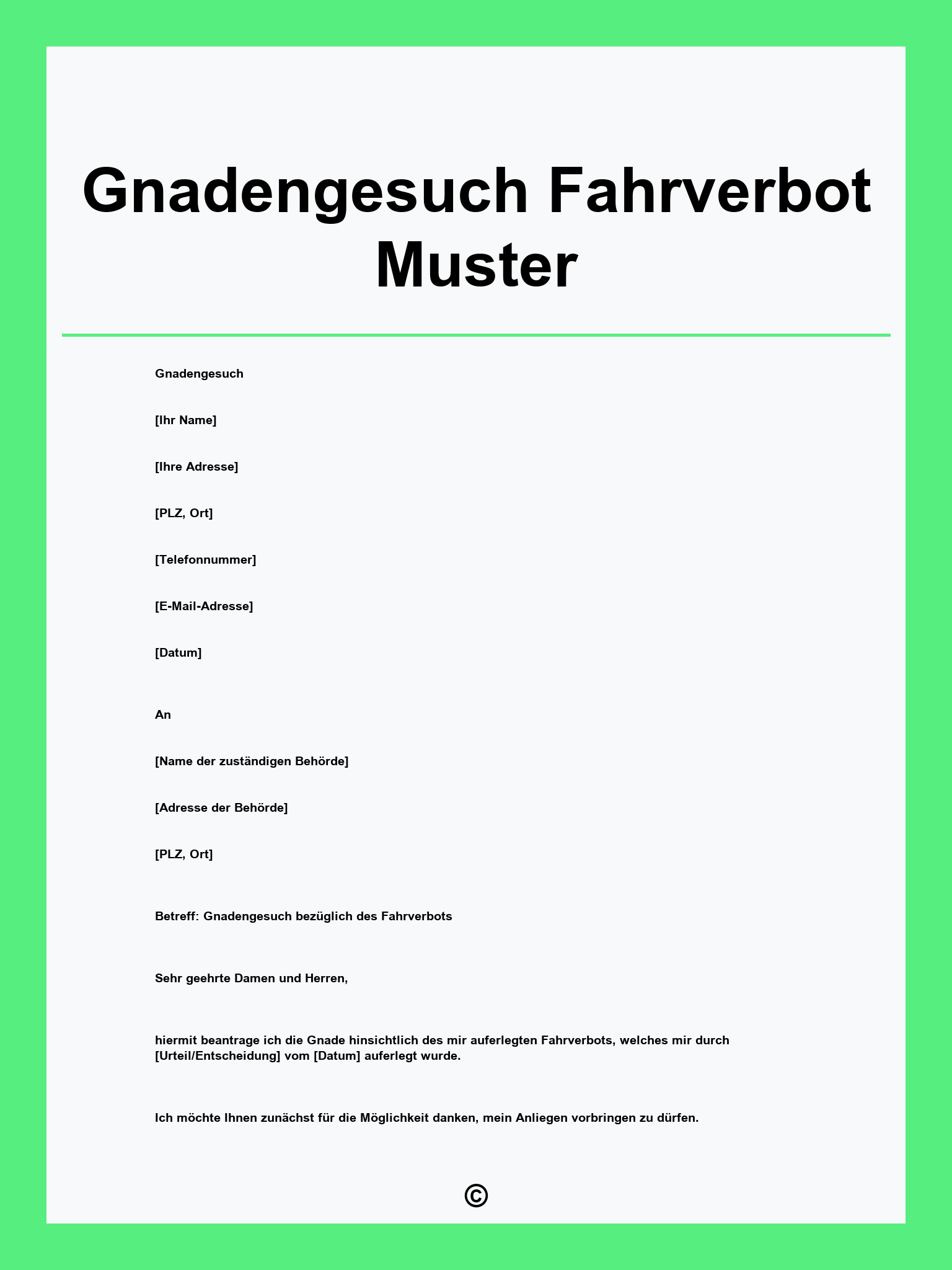 Gnadengesuch Fahrverbot Muster