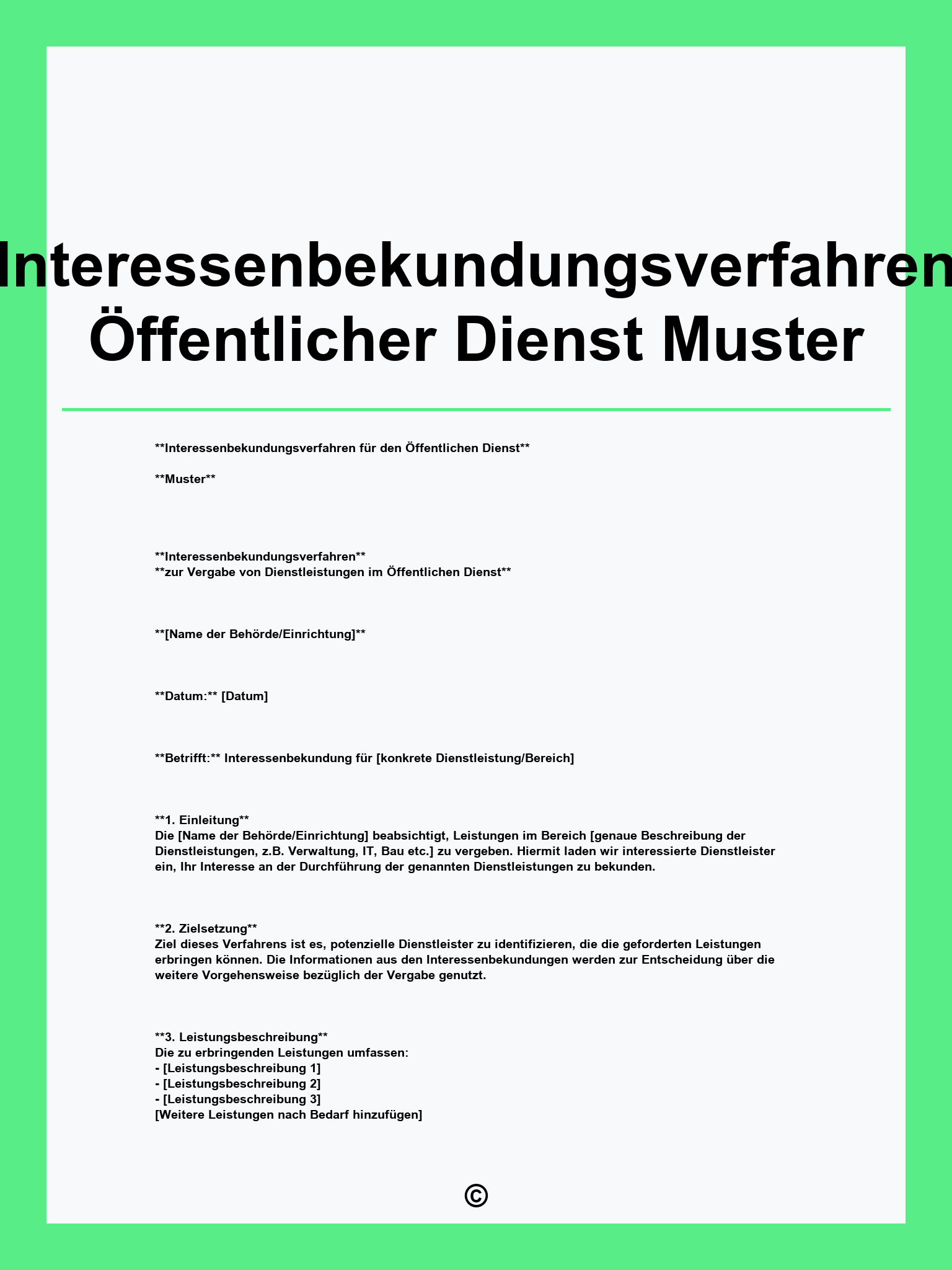Interessenbekundungsverfahren Öffentlicher Dienst Muster