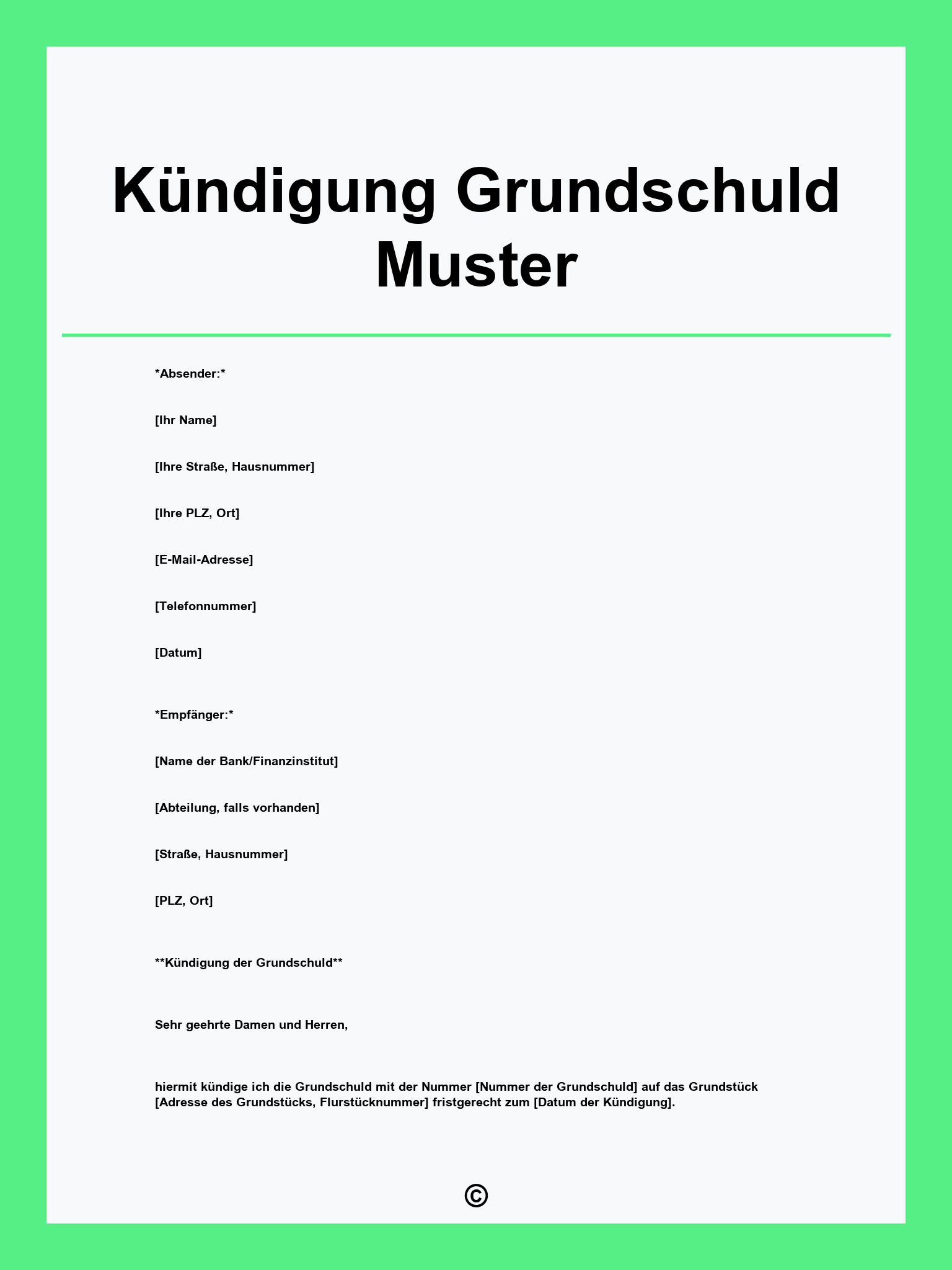 Kündigung Grundschuld Muster