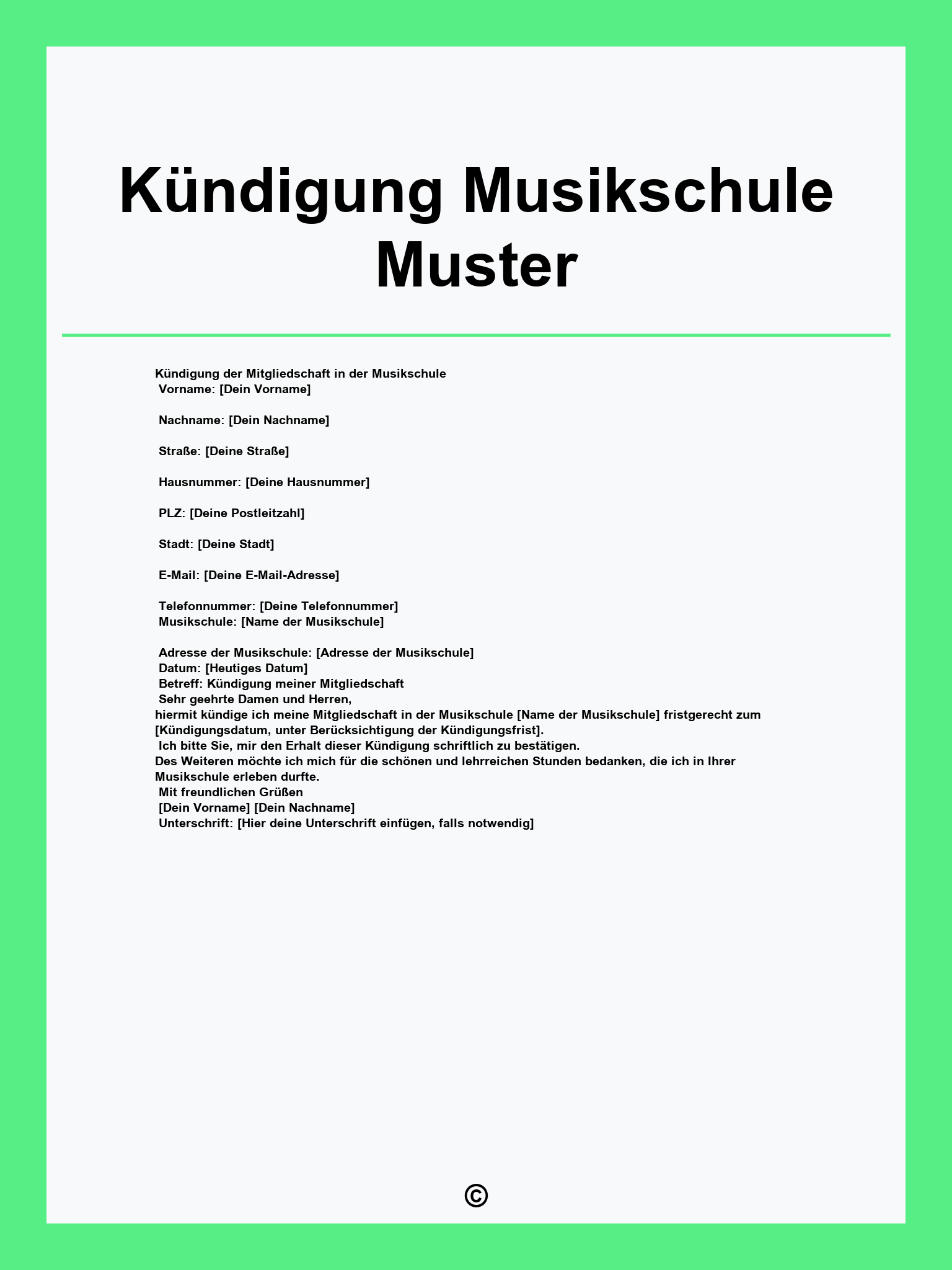 Kündigung Musikschule Muster