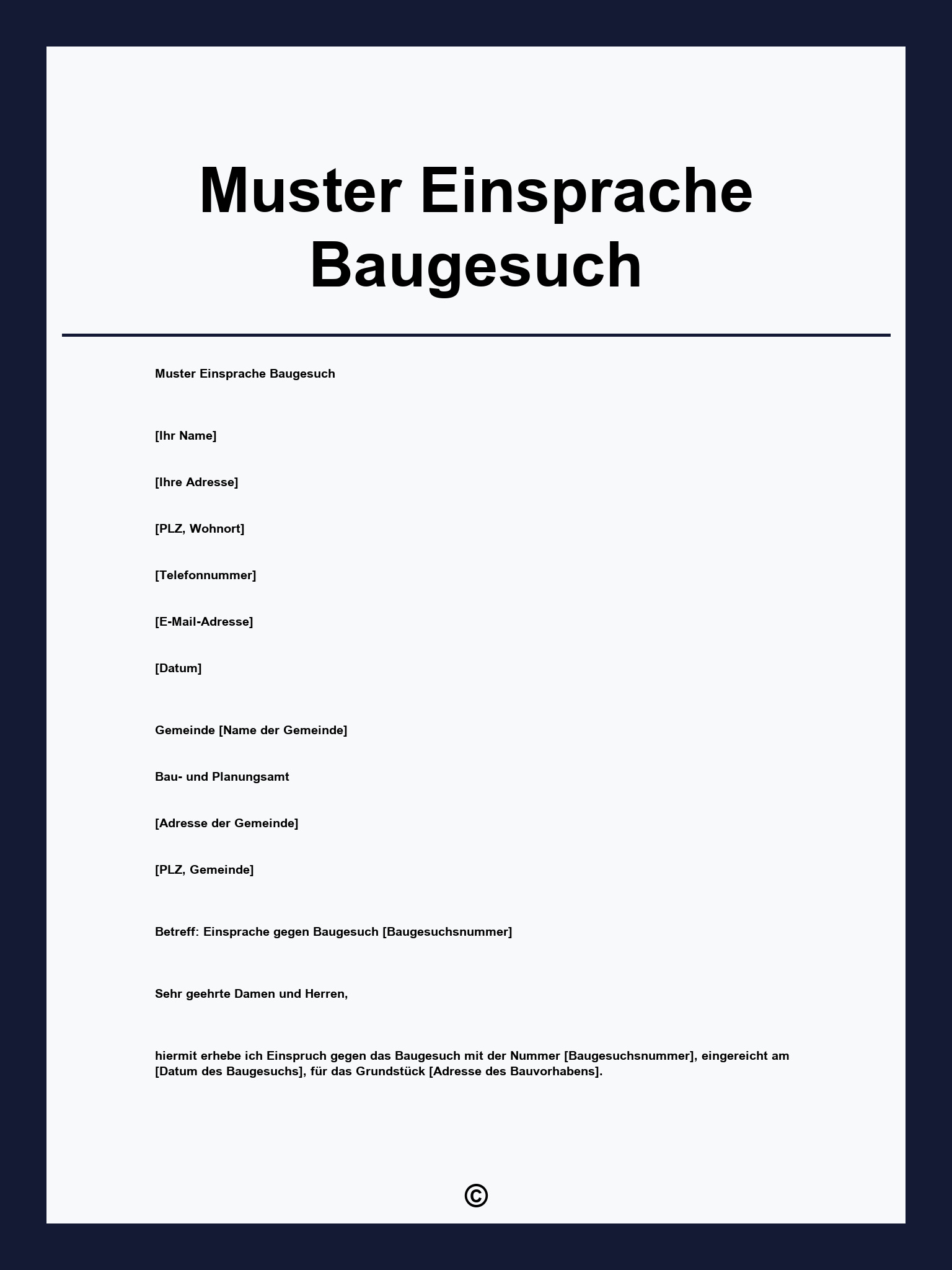 Muster Einsprache Baugesuch