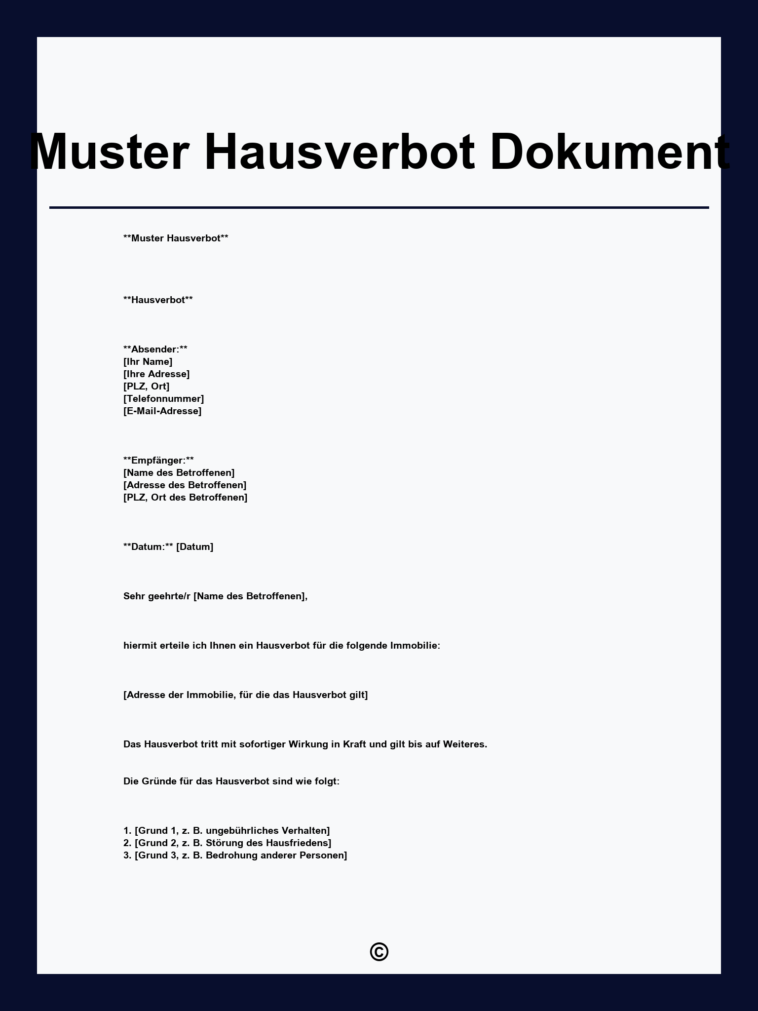 Muster Hausverbot Dokument