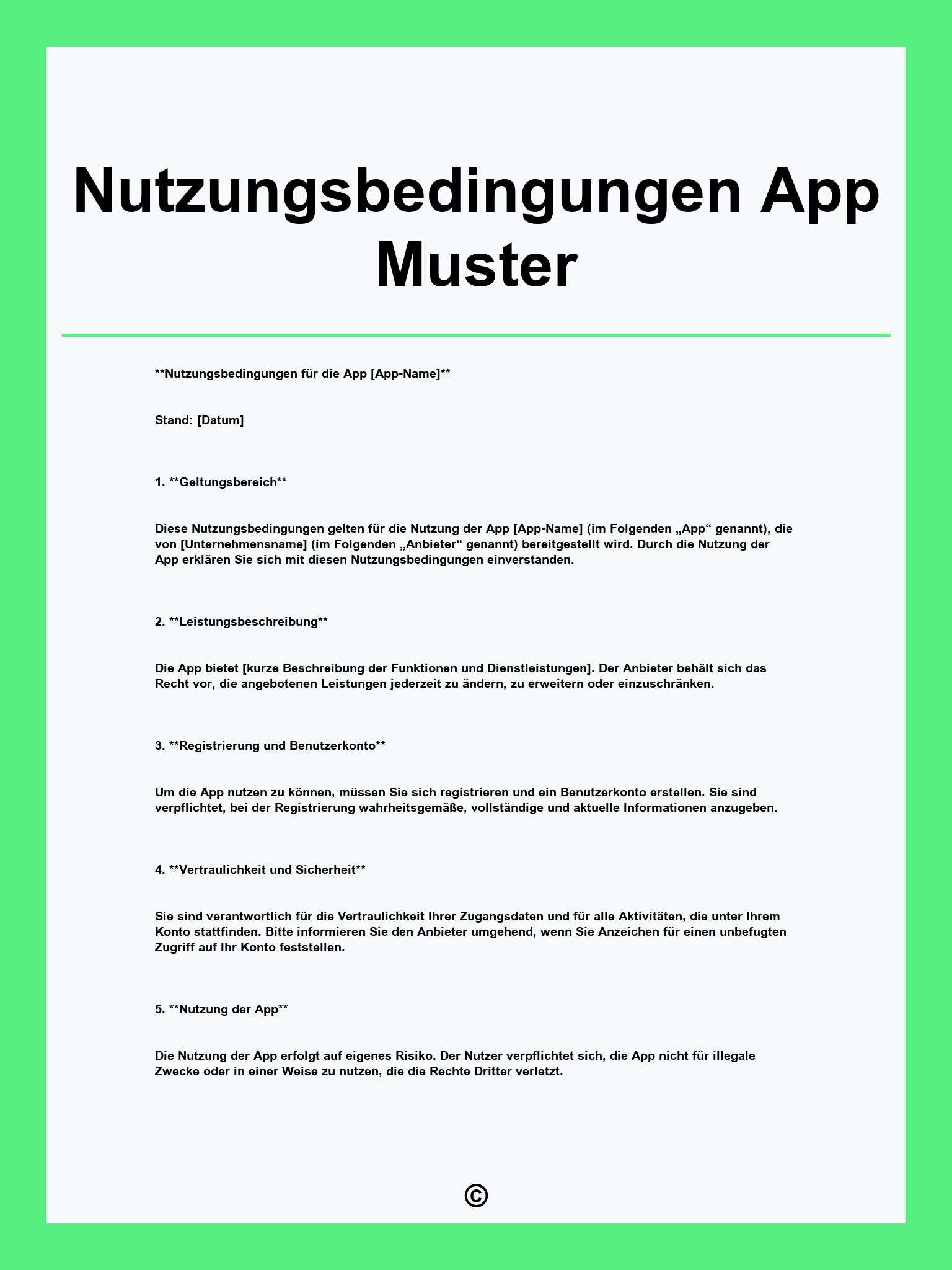 Nutzungsbedingungen App Muster