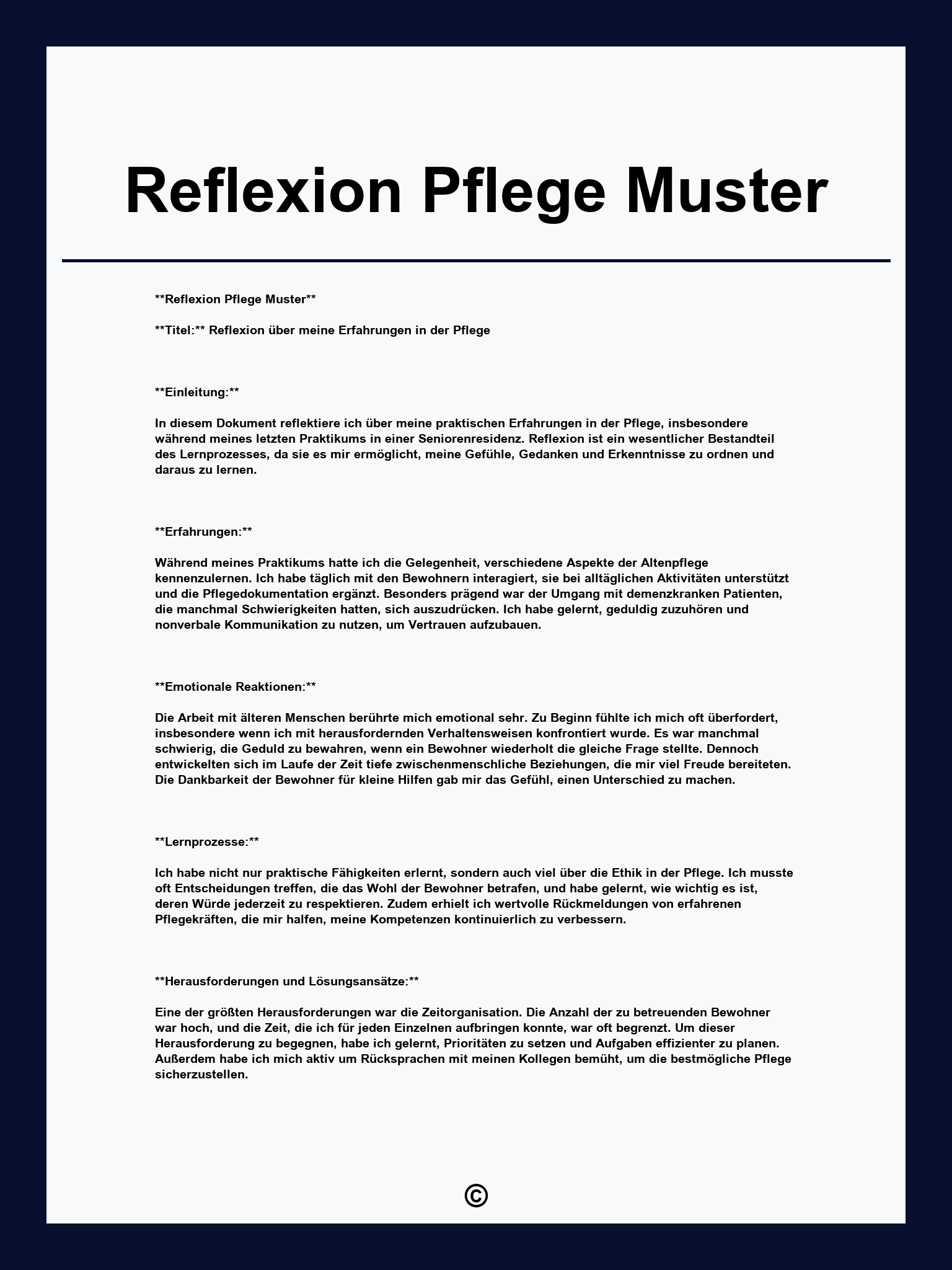 Reflexion Pflege Muster