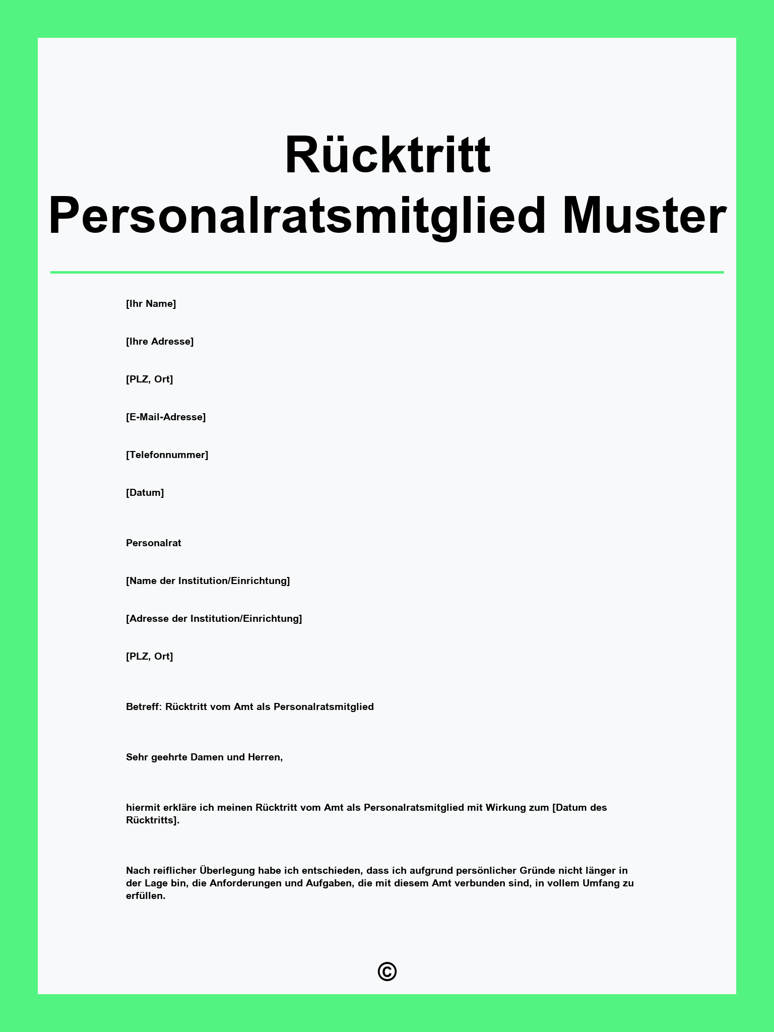 Rücktritt Personalratsmitglied Muster