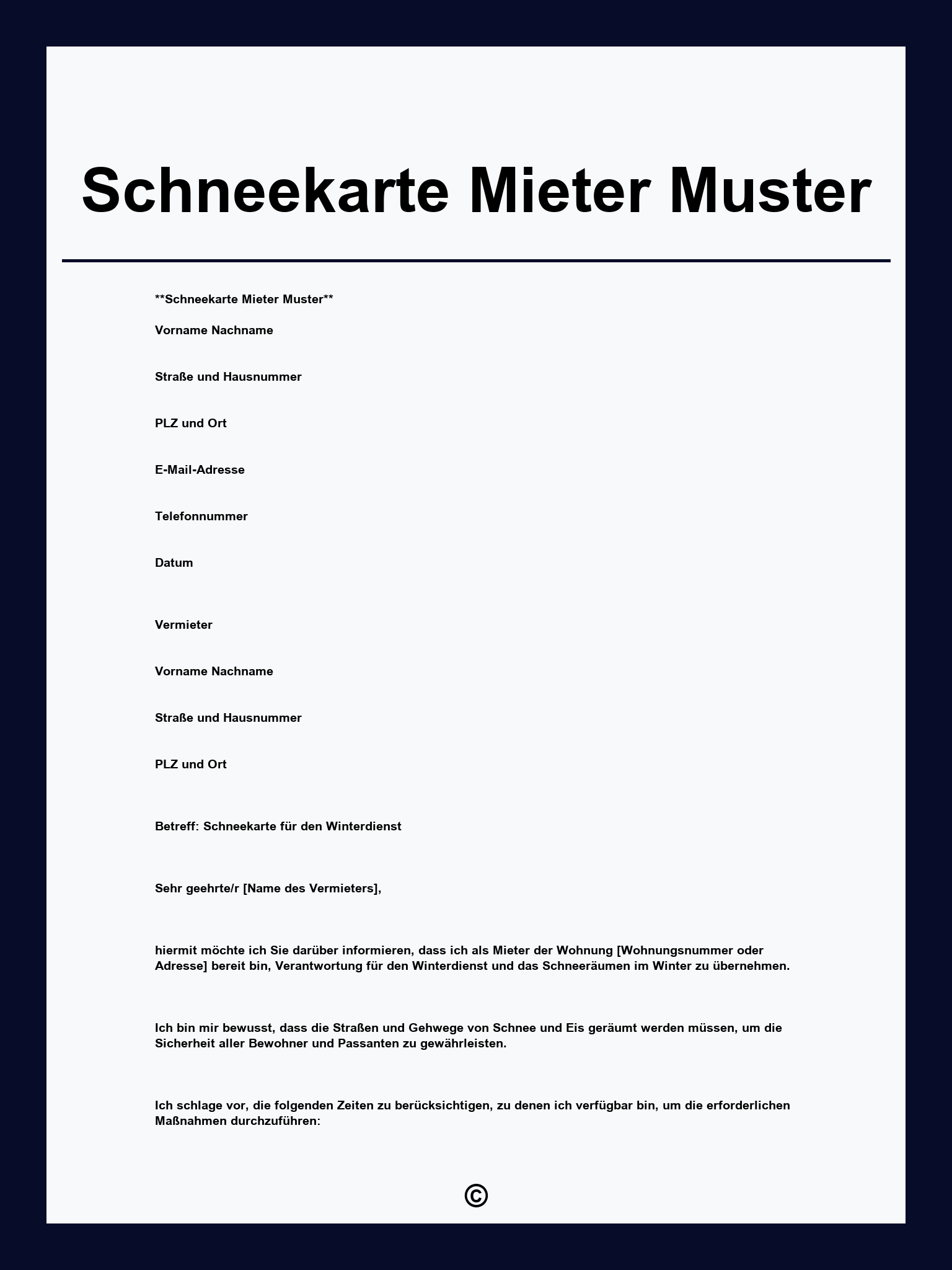 Schneekarte Mieter Muster