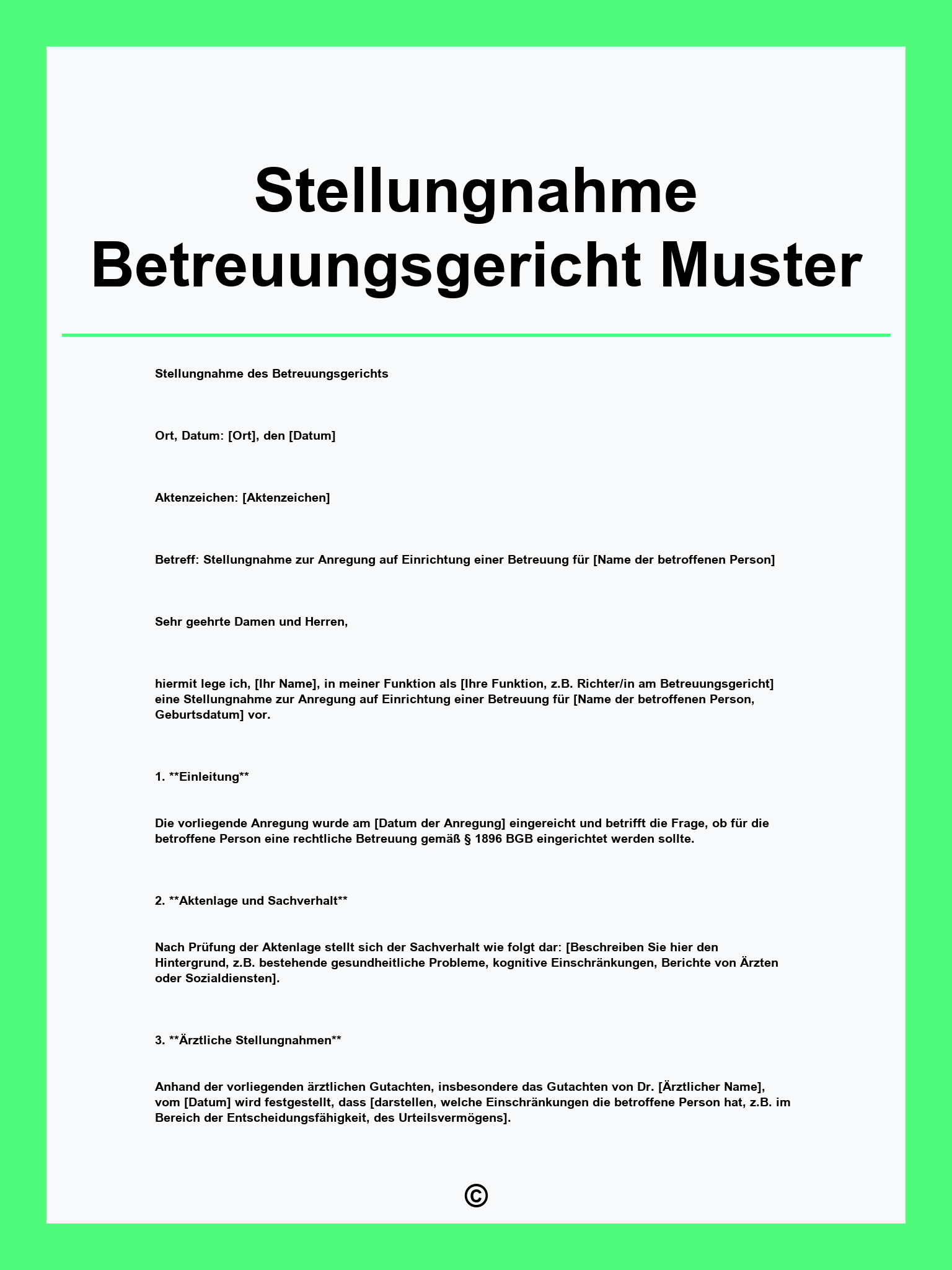 Stellungnahme Betreuungsgericht Muster