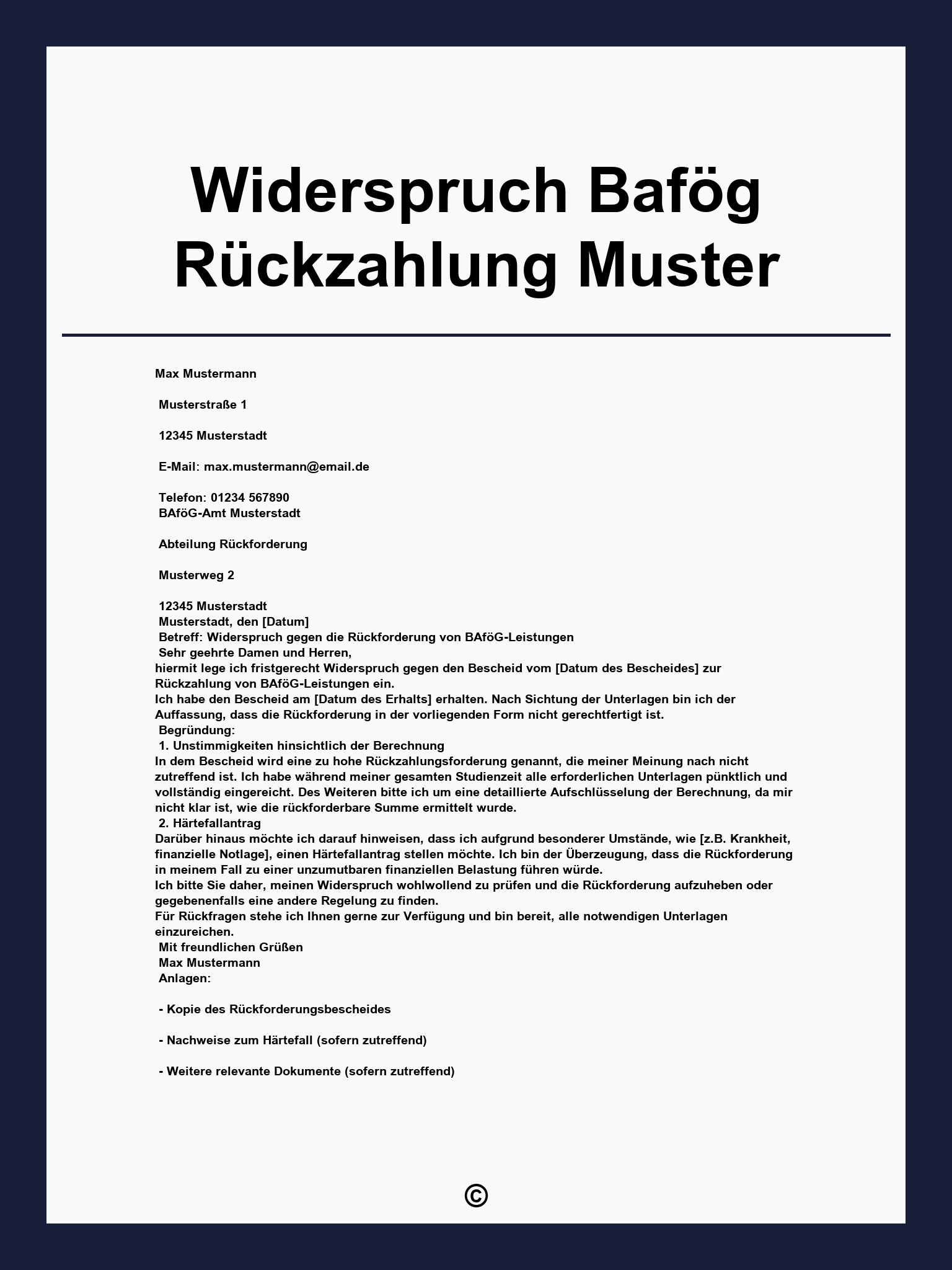 Widerspruch Bafög Rückzahlung Muster