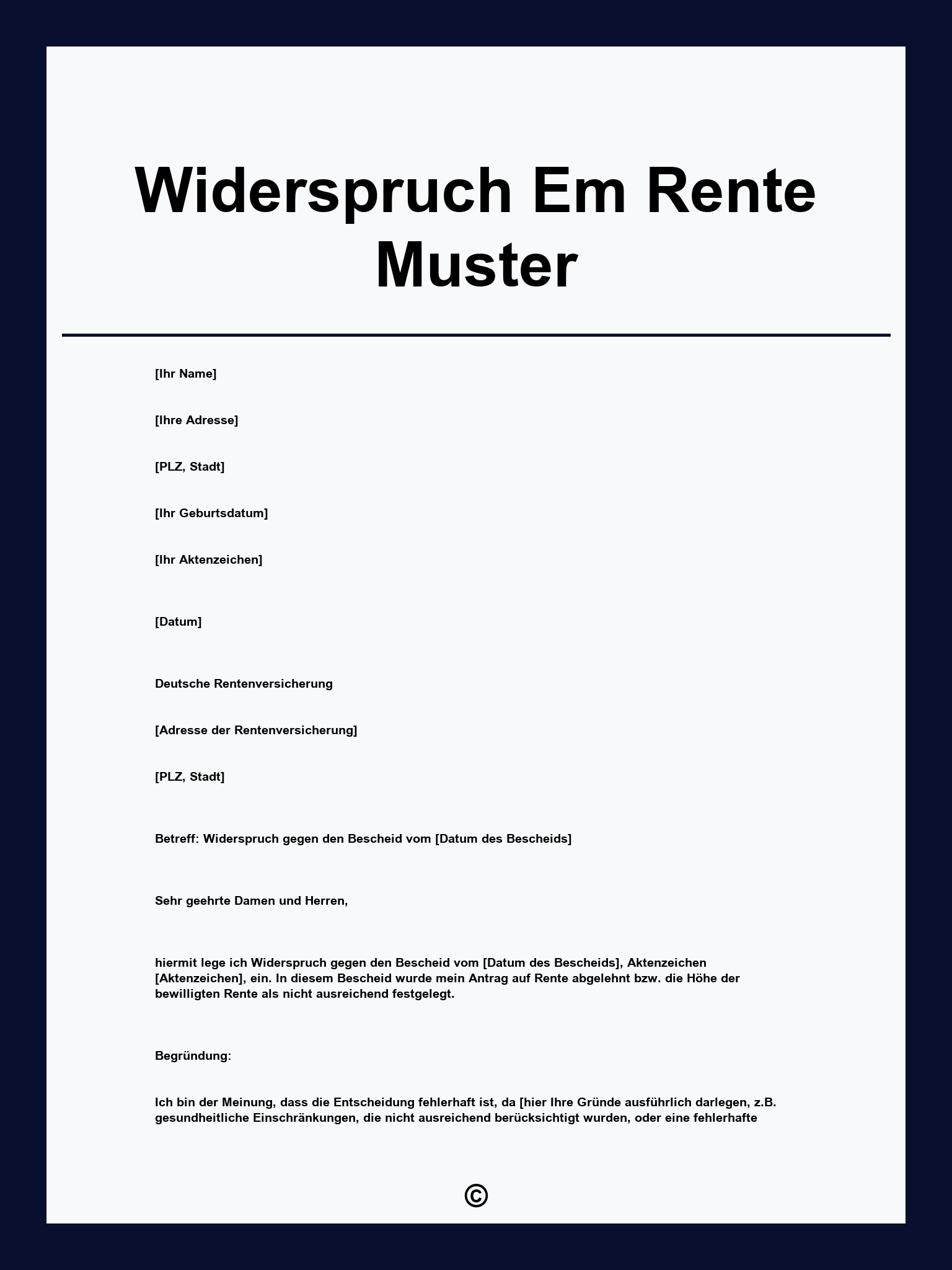 Widerspruch Em Rente Muster