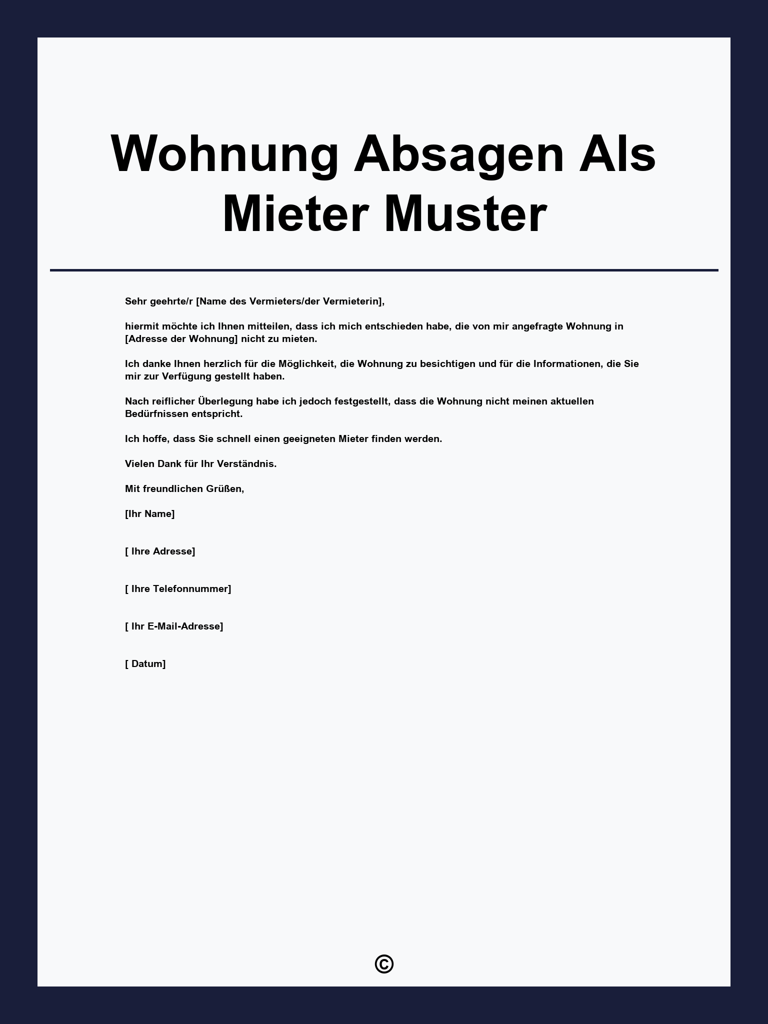Wohnung Absagen Als Mieter Muster